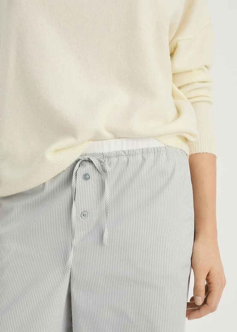 Striped pajama pants with elastic detail