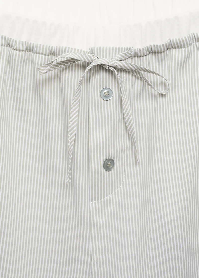 Striped pajama pants with elastic detail