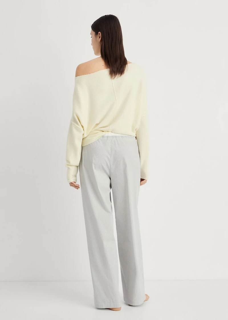 Striped pajama pants with elastic detail