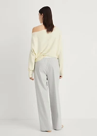 Striped pajama pants with elastic detail
