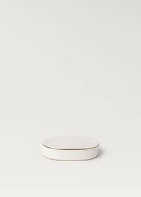 Stoneware soap dish with stripe detail