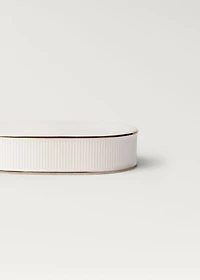 Stoneware soap dish with stripe detail