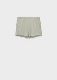 Cotton pajama shorts with lace contrast
