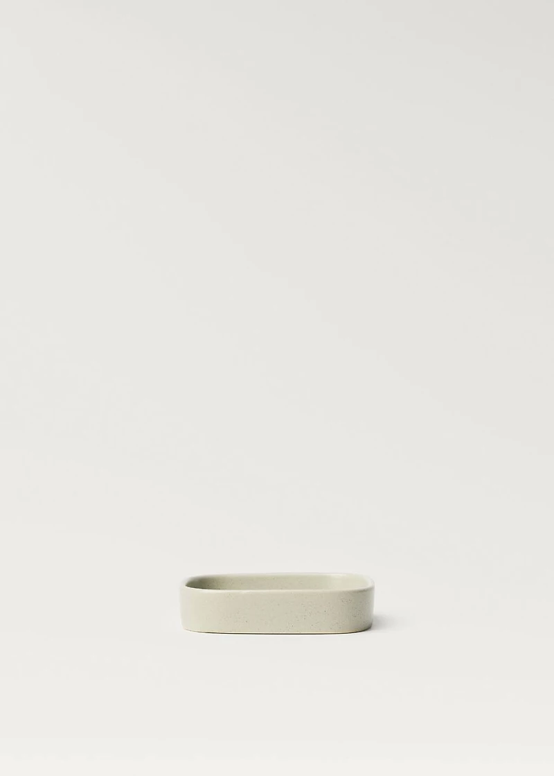 Striped stoneware soap dish