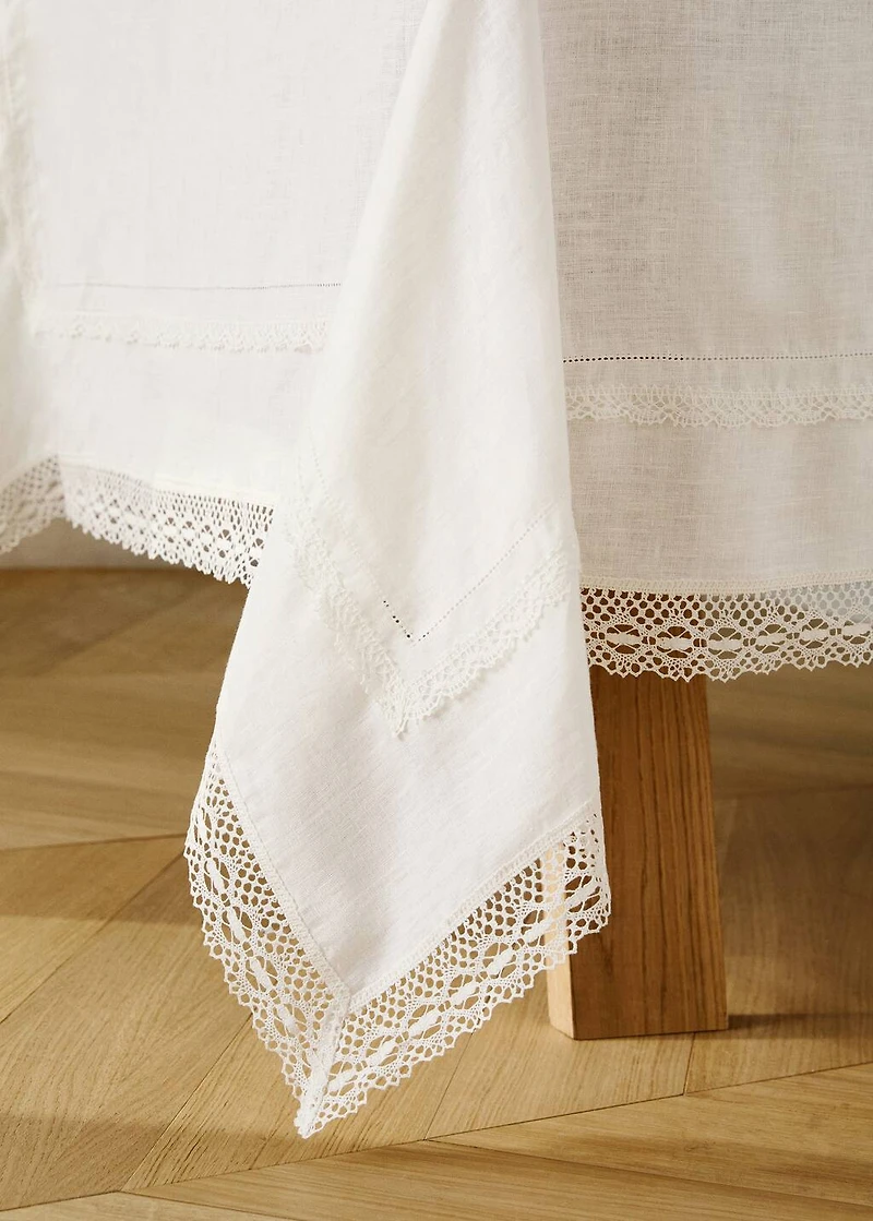 100% linen lace tablecloth for 6 to 8 diners