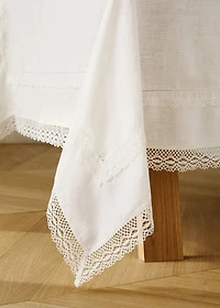 100% linen lace tablecloth for 6 to 8 diners