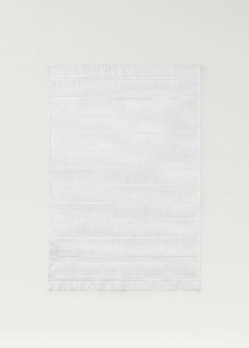 Textured cotton kitchen towel with fringes