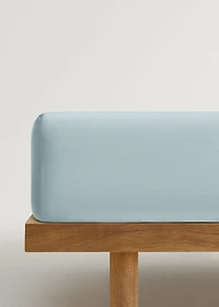 Washed cotton double-stitched fitted sheet for crib