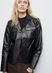 Leather jacket with flap pockets