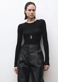 Long-sleeved wool-blend t-shirt