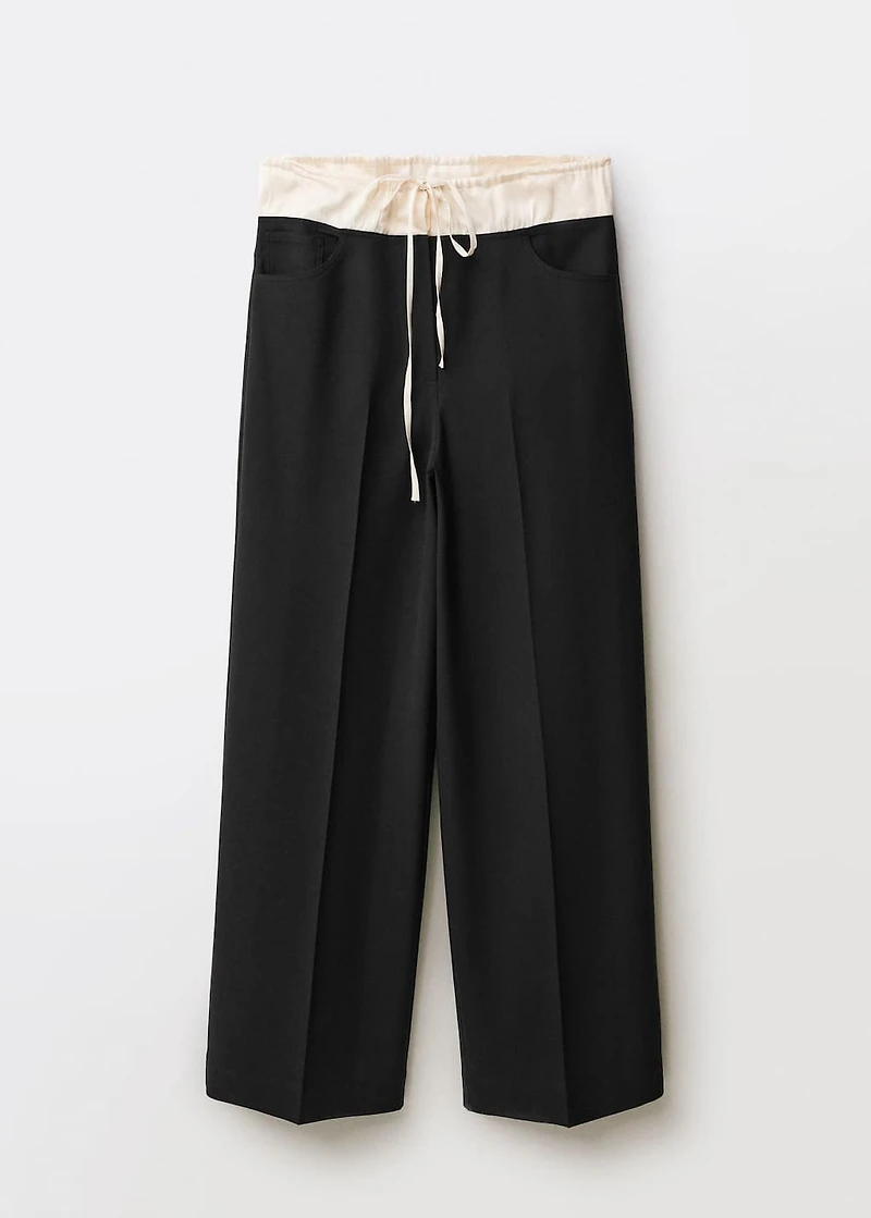 Combined wool-blend jogger pants