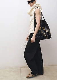 Combined wool-blend jogger pants