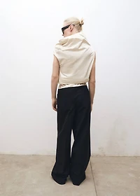 Combined wool-blend jogger pants