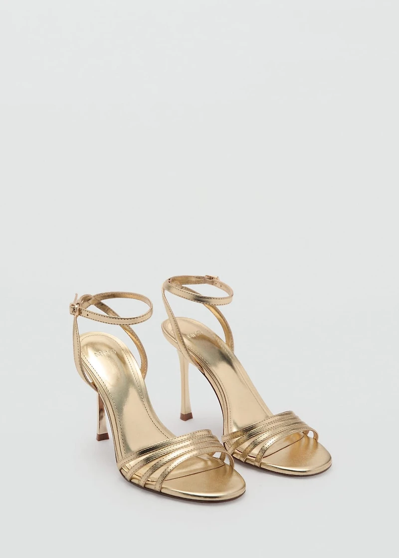 Combined-strap heeled sandals