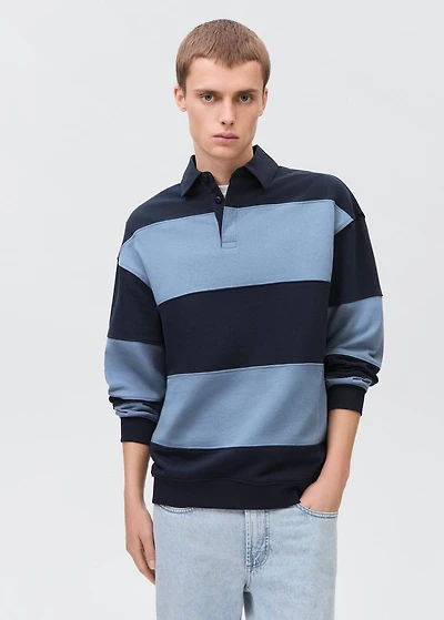 Striped polo-neck sweatshirt