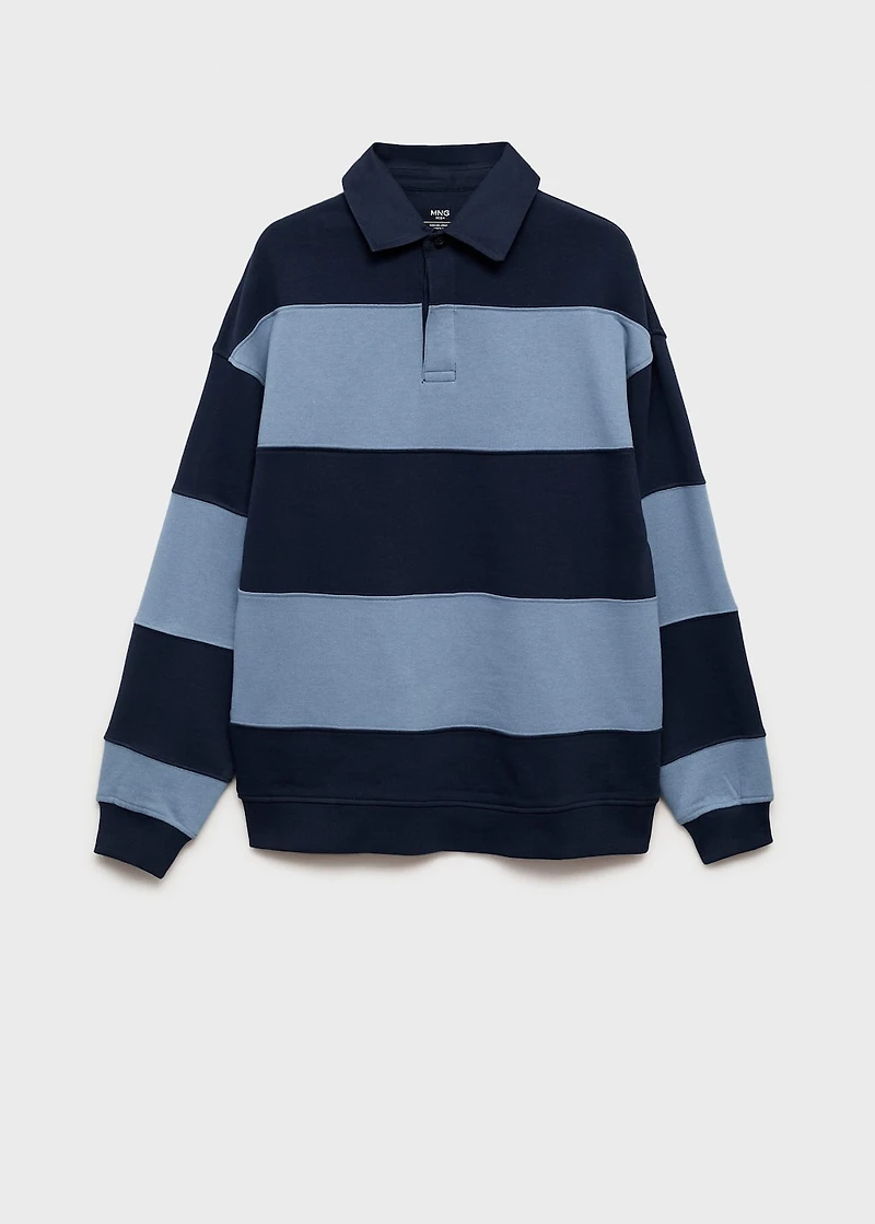 Striped polo-neck sweatshirt