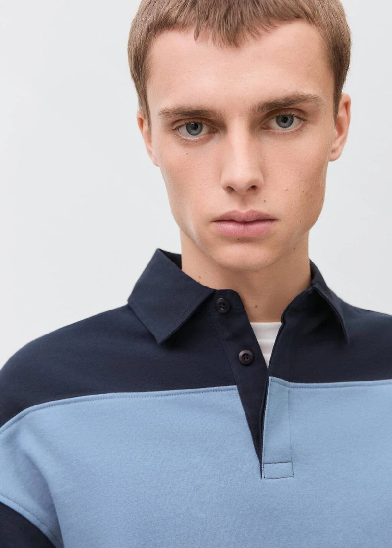 Striped polo-neck sweatshirt