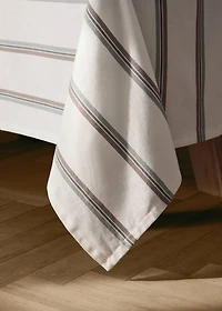 Cotton yarn-dyed striped tablecloth for 6 to 8 diners