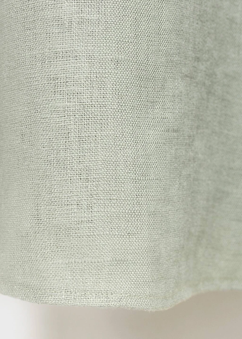 Puffed-sleeve linen dress