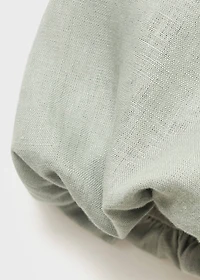 Puffed-sleeve linen dress