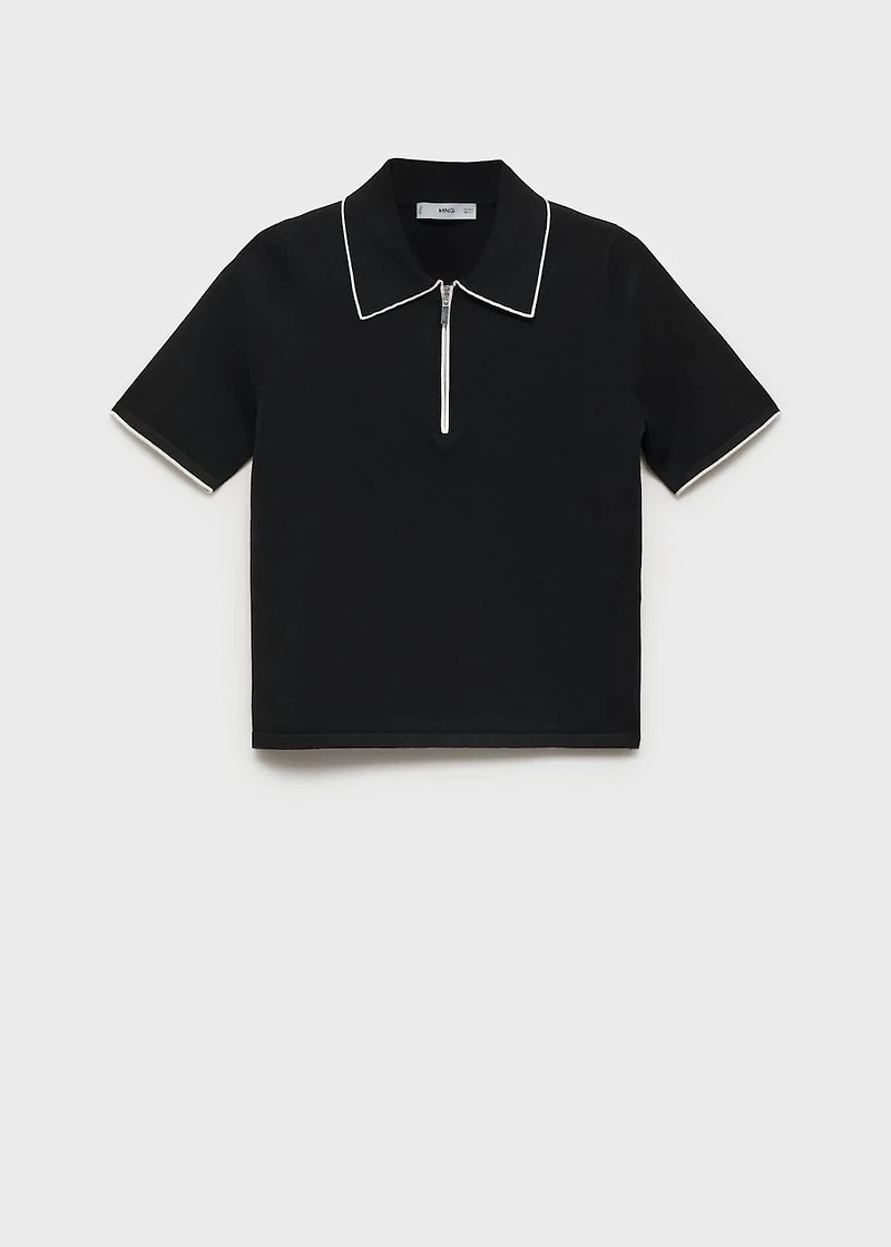 Polo-neck sweater with contrasting trims