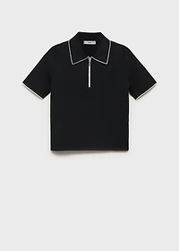 Polo-neck sweater with contrasting trims