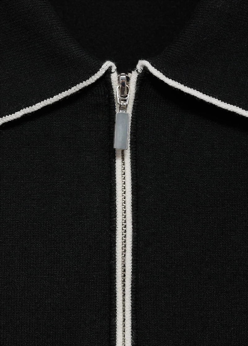 Polo-neck sweater with contrasting trims