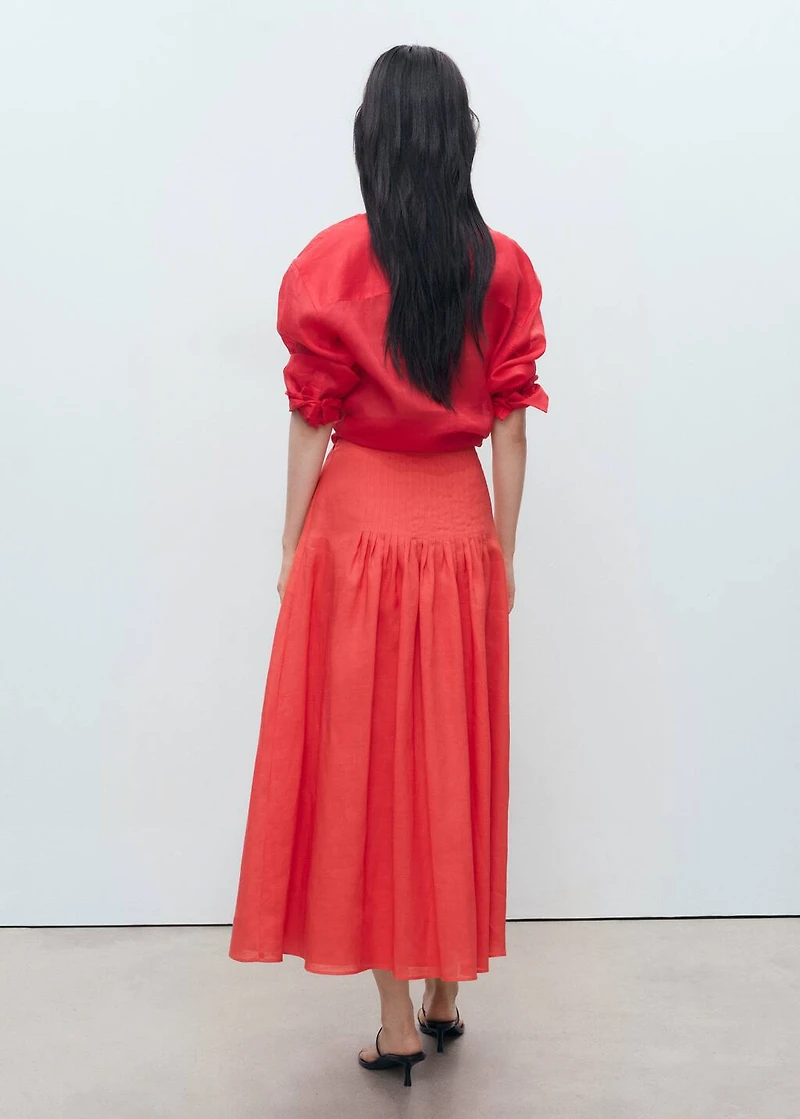 Ramie pleated skirt