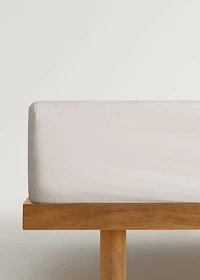 Washed linen fitted sheet for 135 cm bed