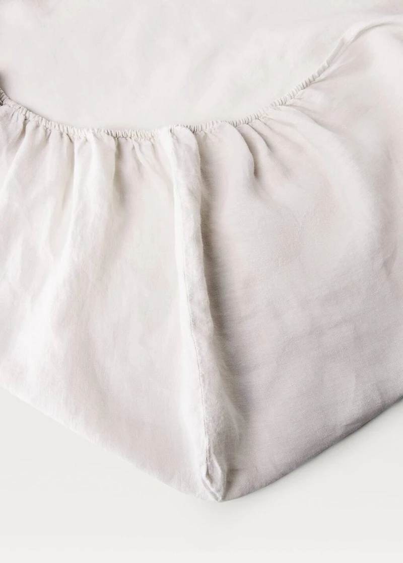 Washed linen fitted sheet for 135 cm bed