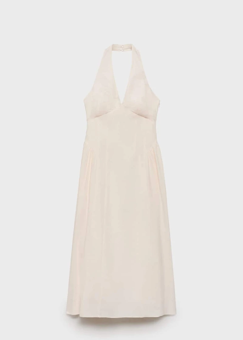 Halter-neck linen dress