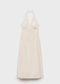 Halter-neck linen dress
