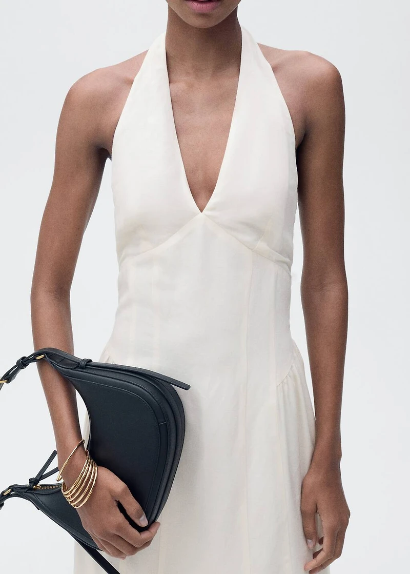 Halter-neck linen dress