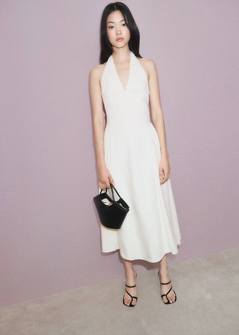 Halter-neck linen dress