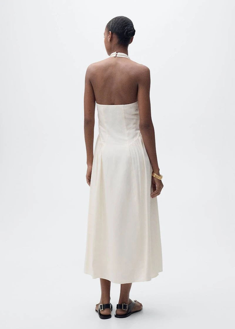 Halter-neck linen dress