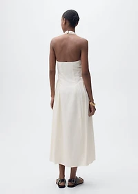 Halter-neck linen dress