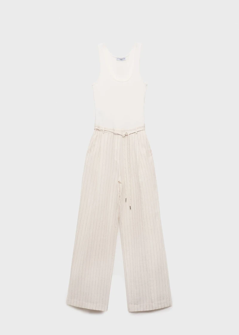 Striped combined knitted jumpsuit