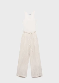 Striped combined knitted jumpsuit