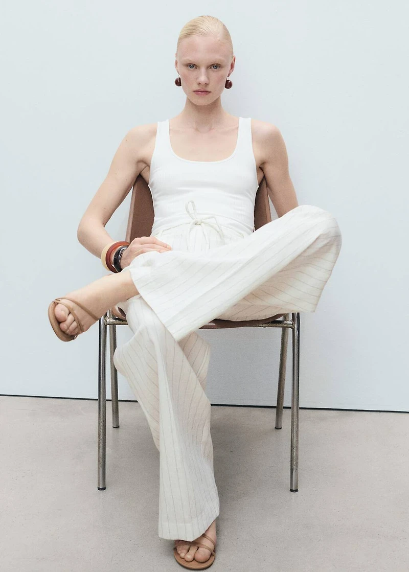 Striped combined knitted jumpsuit