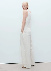 Striped combined knitted jumpsuit
