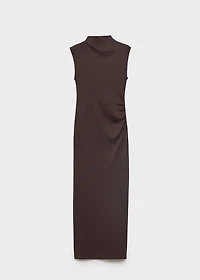 Draped dress with perkins collar