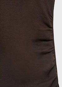Draped dress with perkins collar