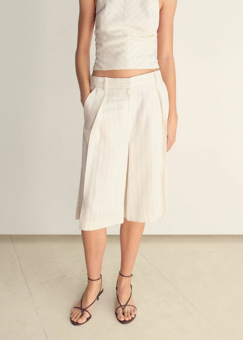 Striped linen-blend bermuda shorts