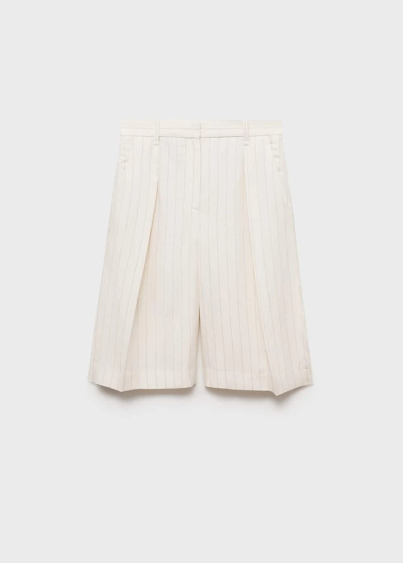 Striped linen-blend bermuda shorts