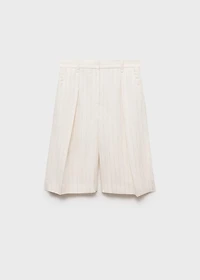 Striped linen-blend bermuda shorts