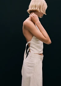Striped linen-blend bermuda shorts