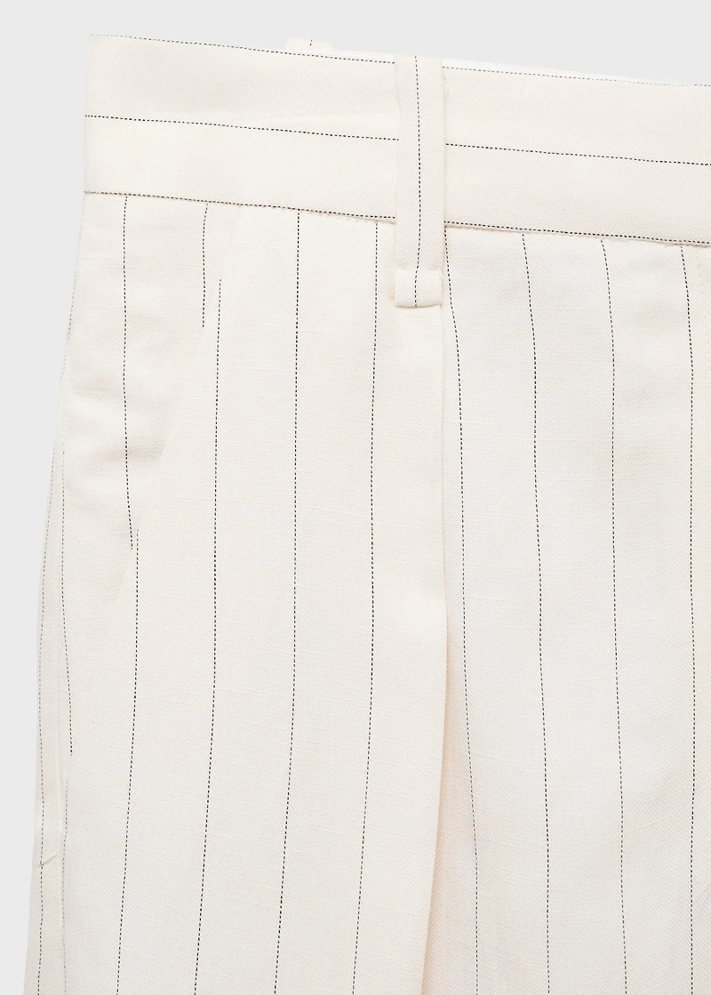 Striped linen-blend bermuda shorts