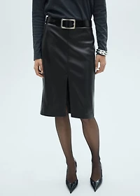 Faux-leather pencil skirt