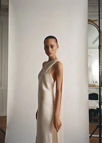 Asymmetrical bow-neck dress