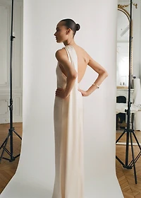 Asymmetrical bow-neck dress
